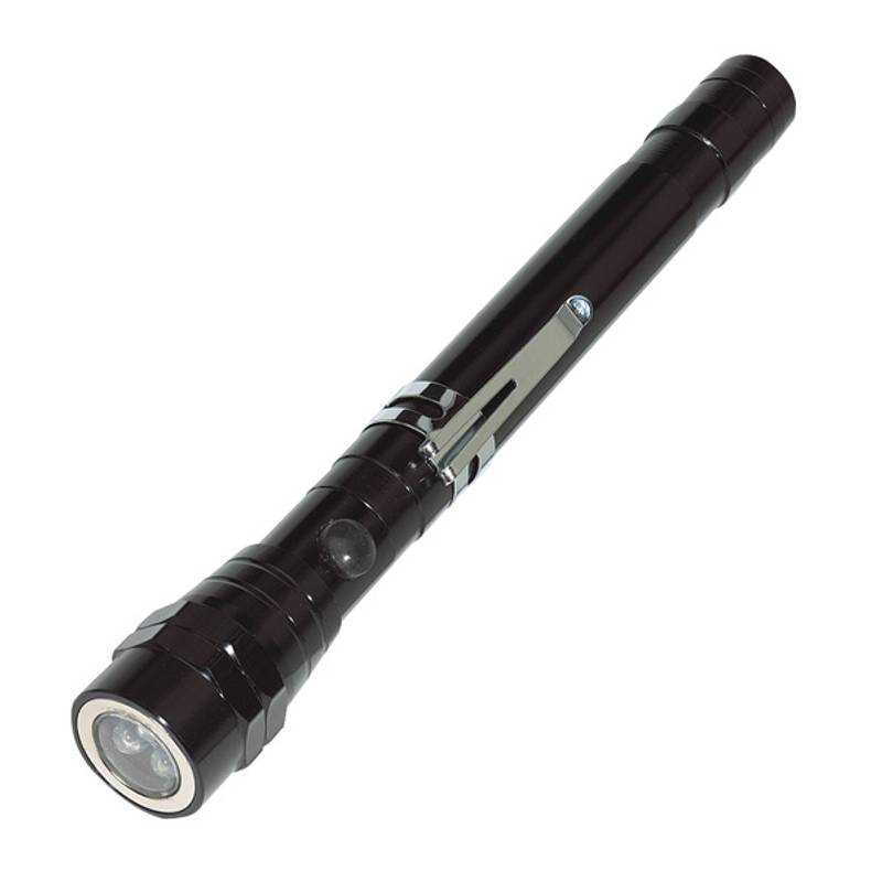 Teleskopická ohýbacia baterka, 3 LED, čierna